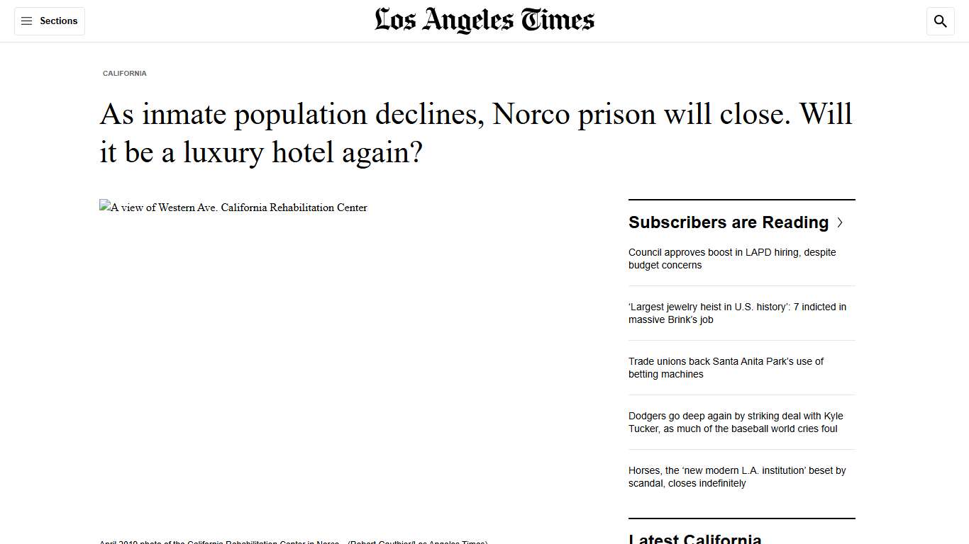 Norco prison will close. Will it be restored to its former glory? - Los Angeles Times